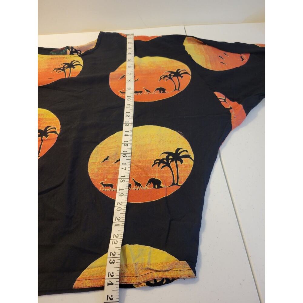 Ashro Black Sunset Safari Print Oversized Long Sleeve Casual Top Womens SZ Small - Picture 5 of 9
